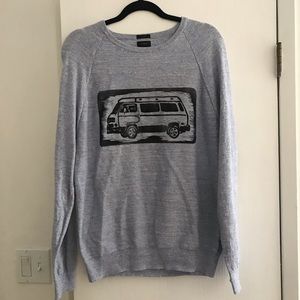 J. crew blue-grey crew sweatshirt with retro van